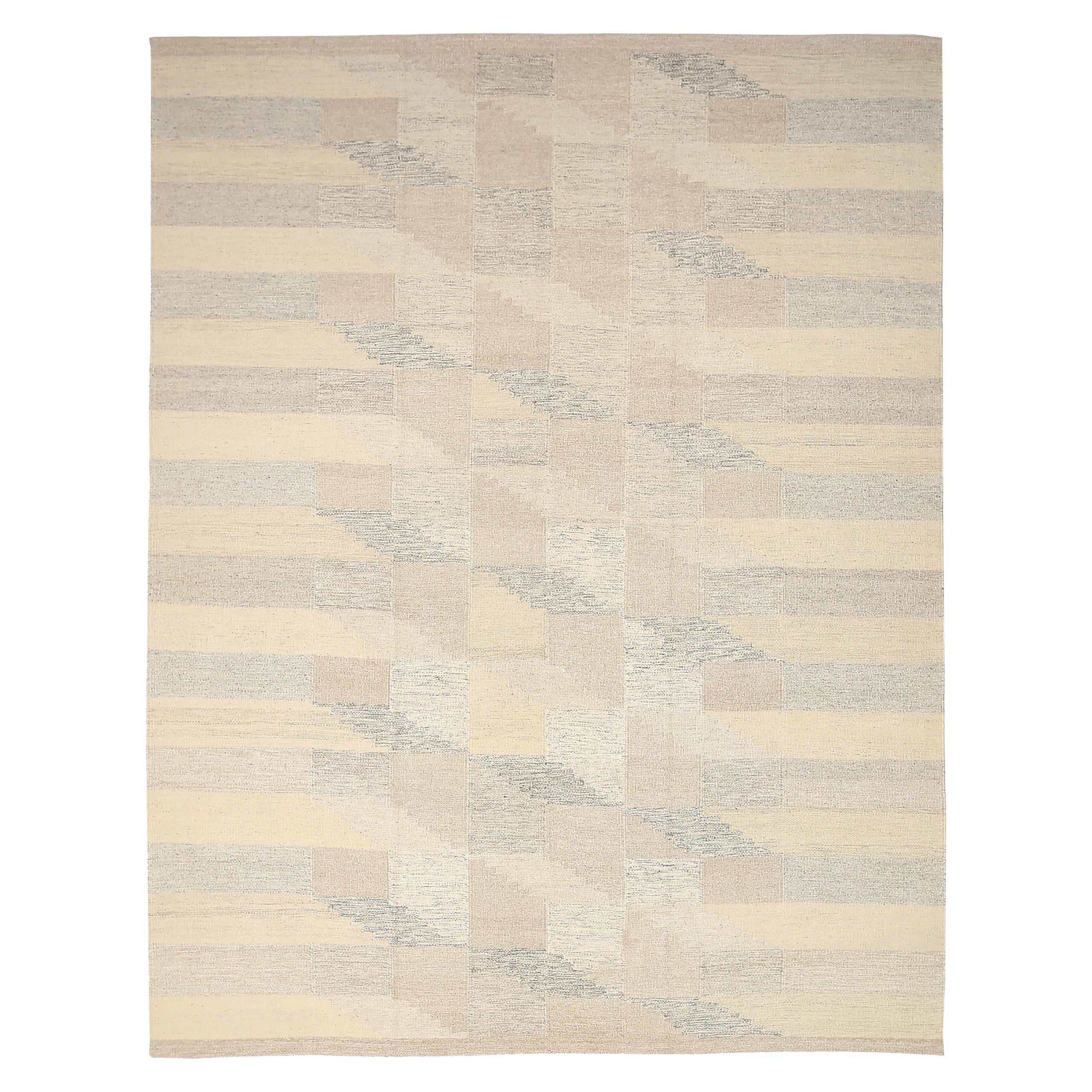 Skandinavische Teppiche aus Indien, ca. 1990, elfenbeinfarben, Design aus Wolle, 92384