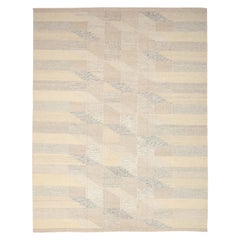 India Scandinavian Area Rugs Circa 1990 - Wool Ivory Design - 92384