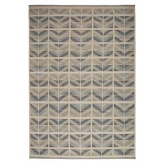 Inde Tapis scandinave surdimensionné Circa 1990 - Laine Brown Gray Ivory - 92385