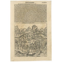 Rare 1493 Woodcut of Constantinople from Hartmann Schedel's Nuremberg Chronicle