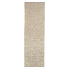 Tapis de course Afghanistan Tabriz Circa 1990 - Laine Ivoire Taupe Design - 92470