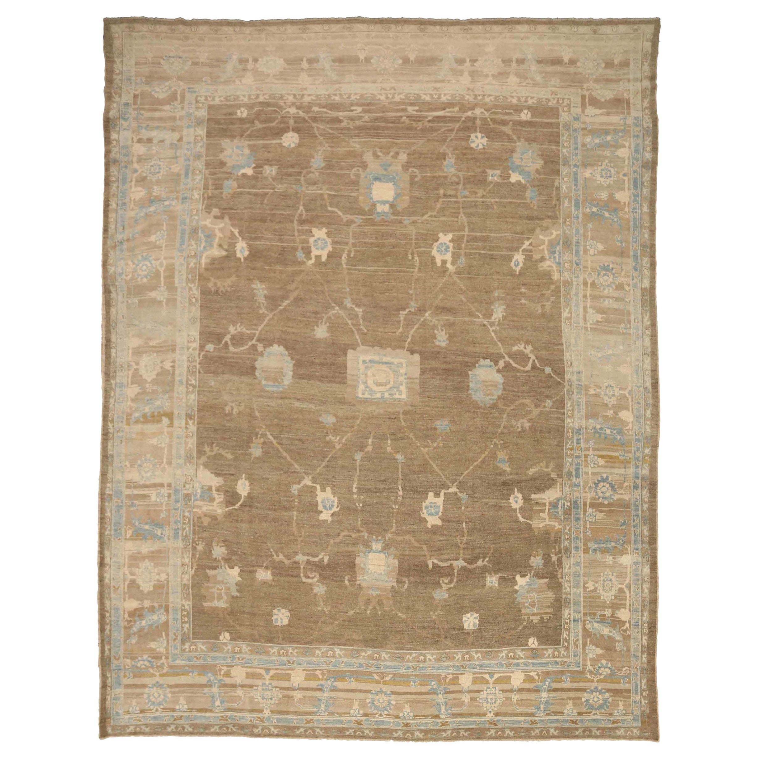 Afghanistan Oushak Over Size Rug Circa 1990 - Wool Blue Brown Ivory - 92432
