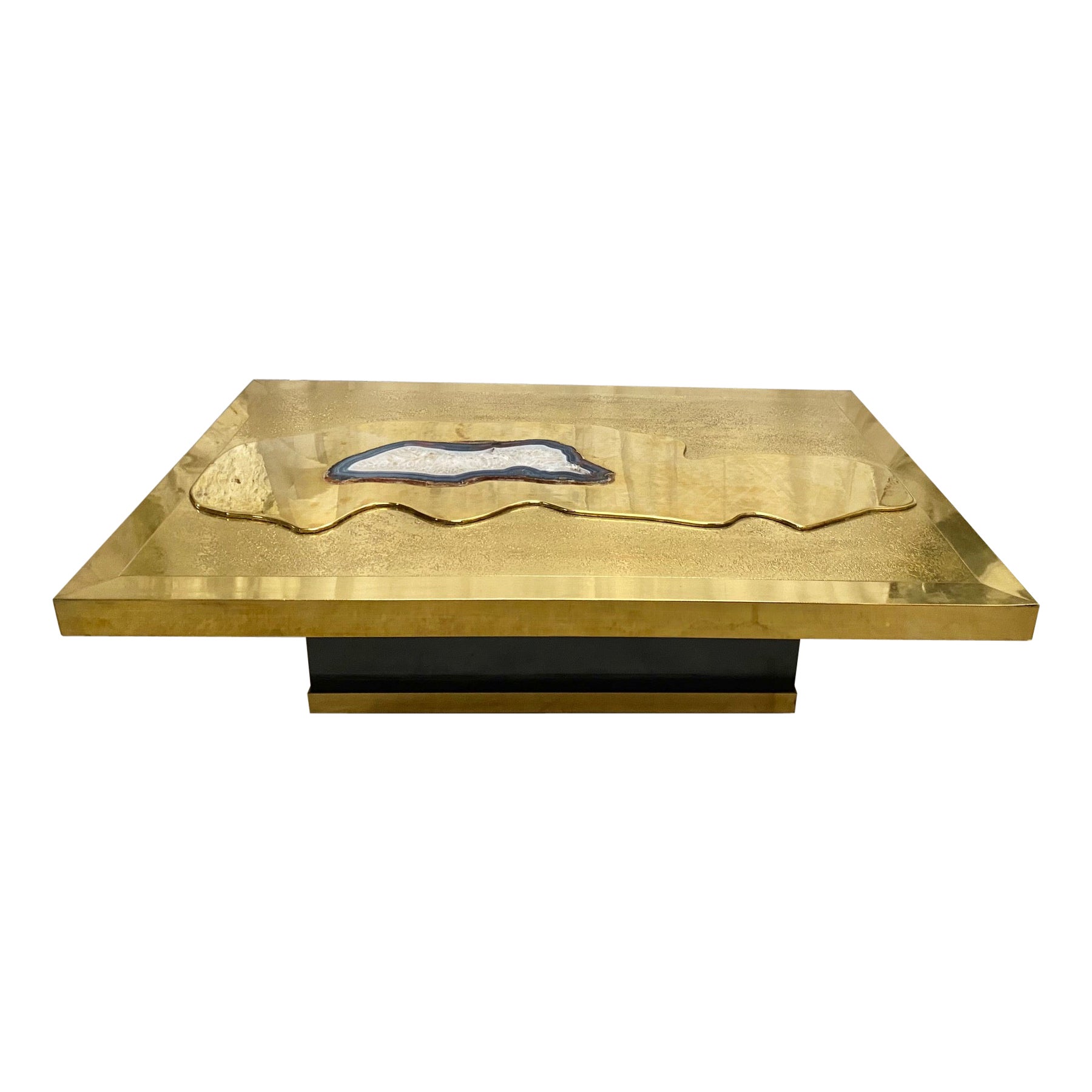 Chic Brass Acid Etched Coffee Table by George Mathias For Sale
