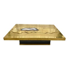 Chic Brass Acid Etched Coffee Table by George Mathias