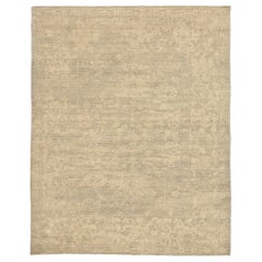 Tapis d'Afghanistan Oushak datant d'environ 1990, motif en laine ivoire taupe - 92483