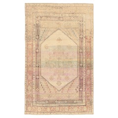 Turkey Anatoly Small Rug Circa 1940 - Wool Ivory Pink Design - 92517