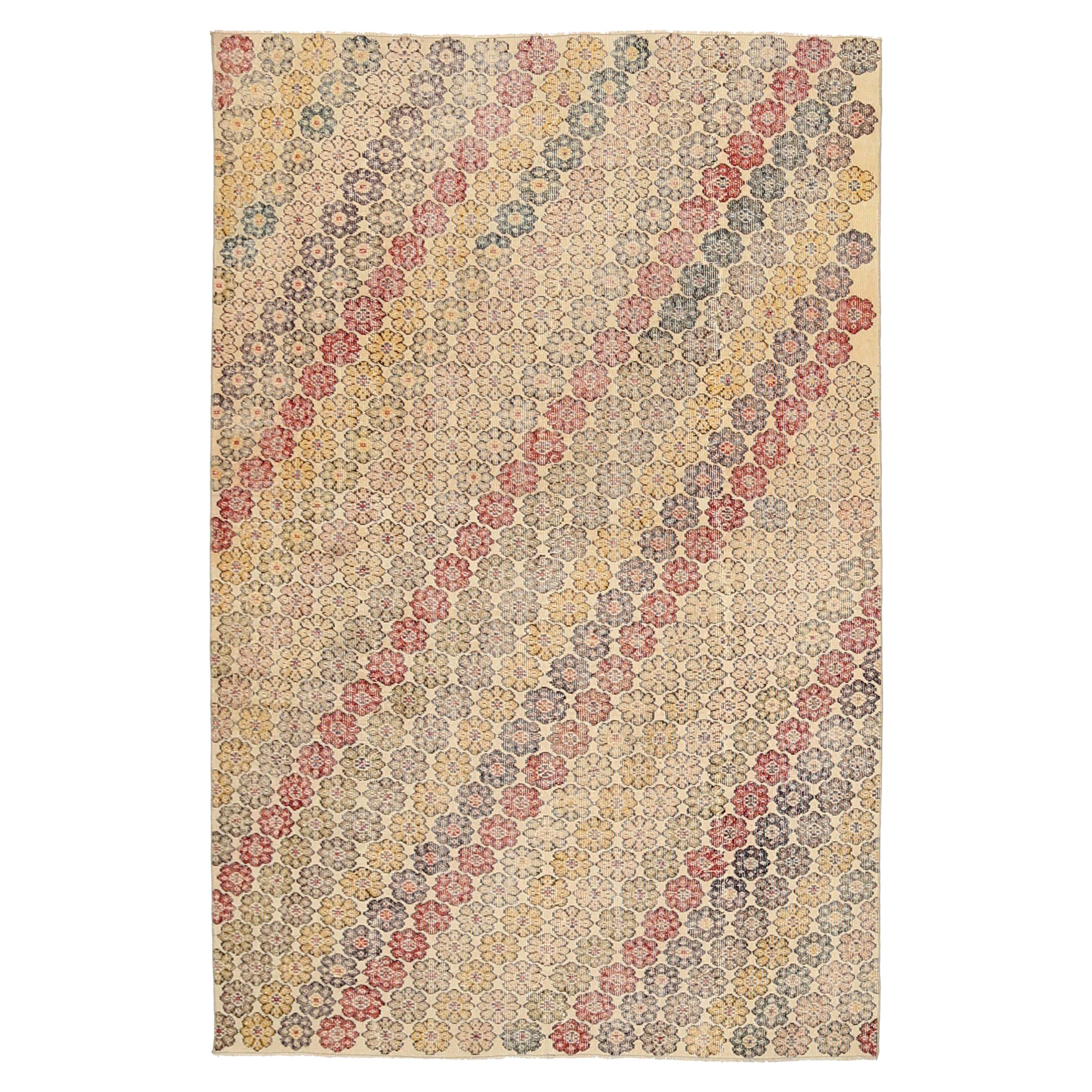 Turquía Anatoly Alfombras Circa 1940 - Lana Azul Marfil Rojo Amarillo Diseño - 92507 en venta