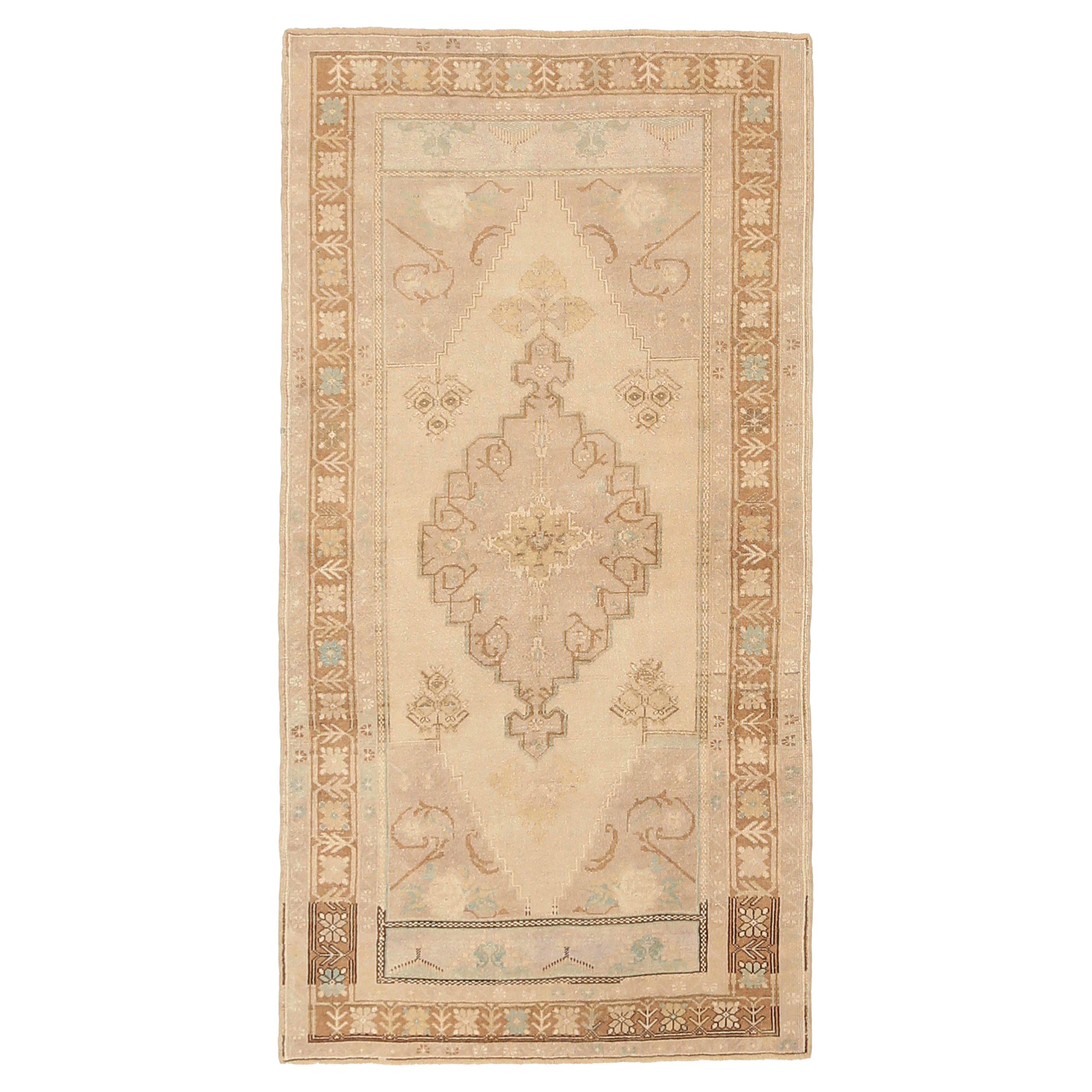 Türkei Anatoly Small Rug CIRCA 1940 - Wolle Braun Elfenbein Taupe Design - 92519