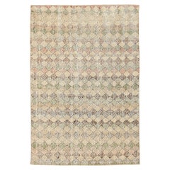 Turkey Anatoly Small Rug Circa 1940 - Wool Green Ivory Pink Design - 92520