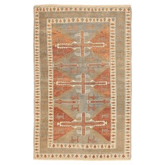 Turquía Anatoly Alfombra Small Circa 1940 - Lana Azul Marfil Rojo Design - 92523