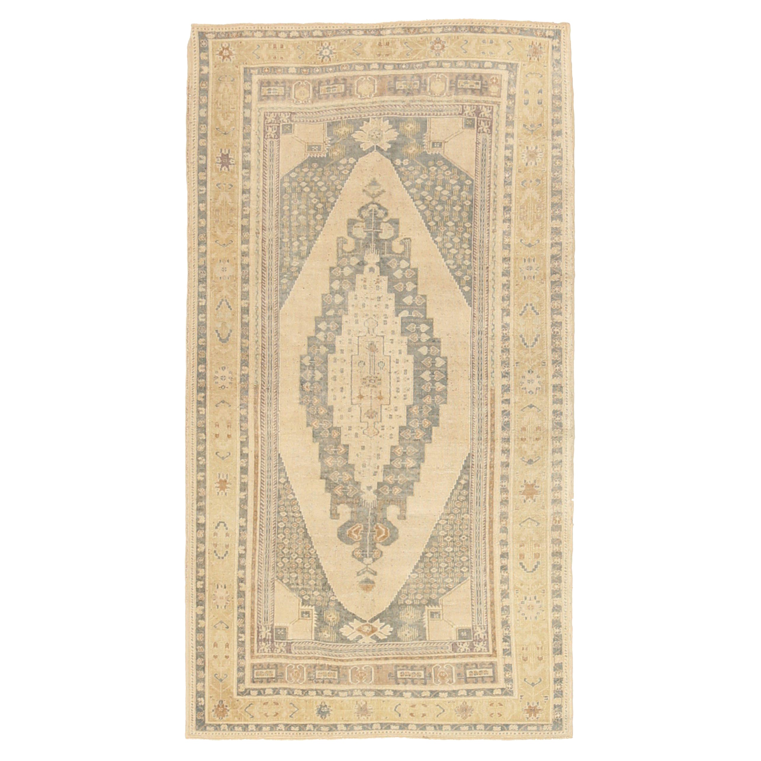 Turquía Anatoly Alfombras Circa 1940 - Lana Gris Marfil Amarillo Diseño - 92512 en venta