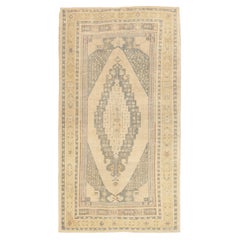 Turquía Anatoly Alfombras Circa 1940 - Lana Gris Marfil Amarillo Diseño - 92512