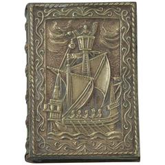 Bronze Box in the Shape of a Book with Ship, Signed Max Le Verrier, circa 1925