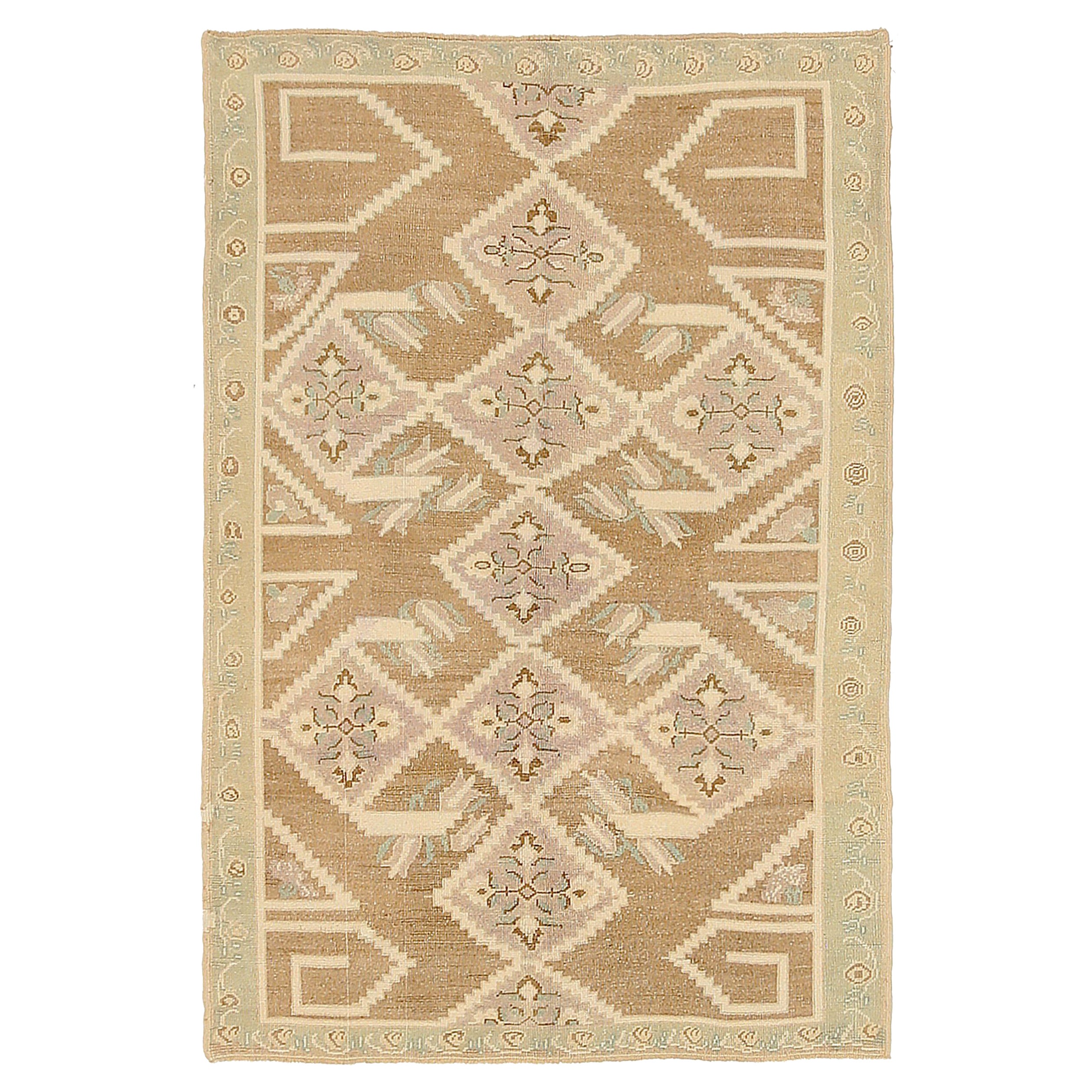 Türkei Anatoly Small Rug CIRCA 1940 - Wolle Brown Elfenbein Purpel Design - 92515
