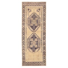 Turkey Anatoly Runner Rug Circa 1940 - Wool Brown Ivory Design - 92528