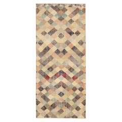 Turkey Anatoly Small Rug Circa 1940 - Wool Brown Green Ivory Pink Red - 92534
