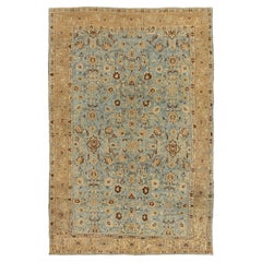 Tapis persan Tabriz Circa 1910 - Laine Bleu Brown Yellow Design - 92547