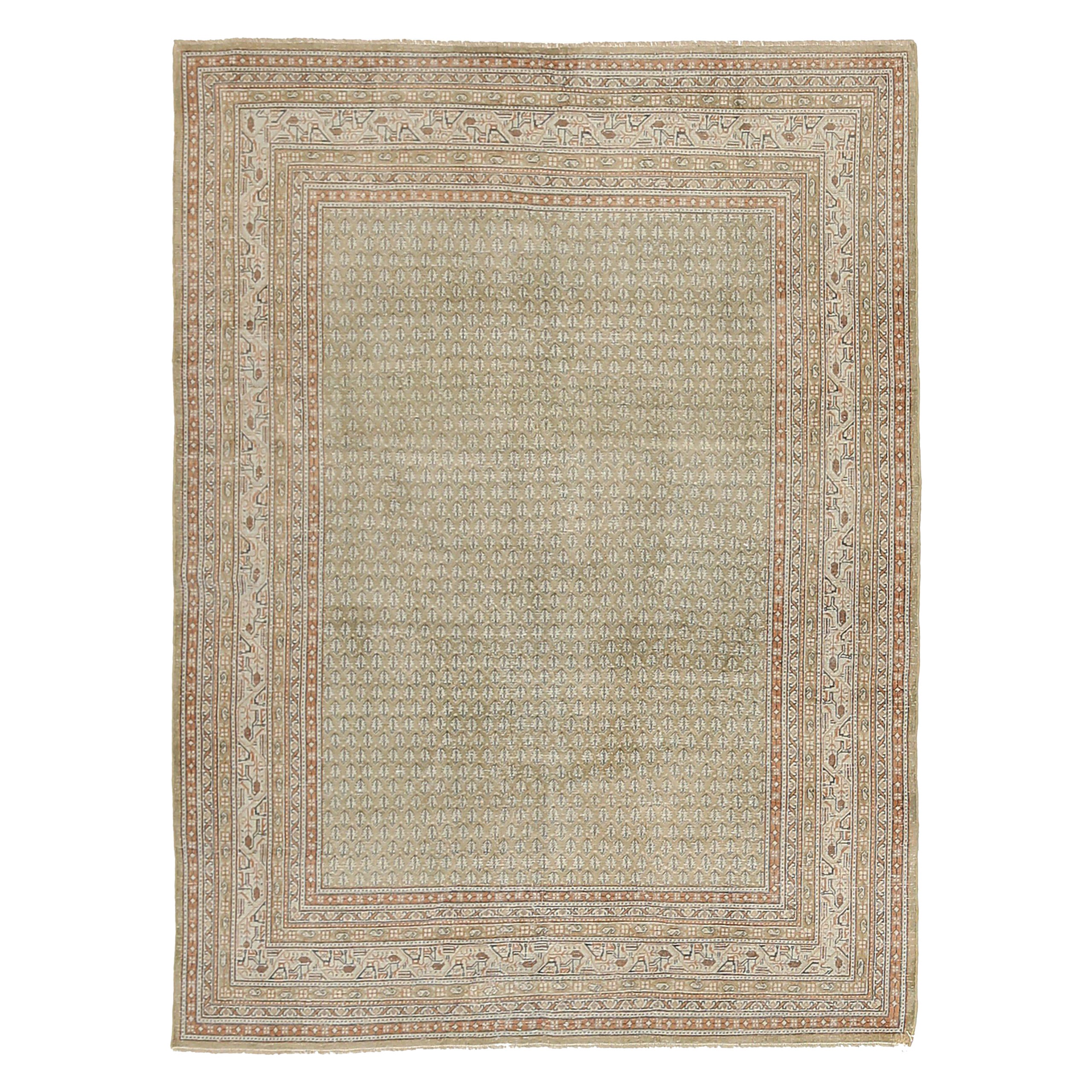 Persian Mahal Small Rug - Wool Ivory Pink Taupe Design - 92553 For Sale
