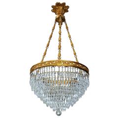 Wonderful French Dore Bronze and Waterfall Multi Tier Crystal Chandelier Fixture