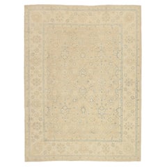Afghanistan Tabriz Area Rugs Circa 1990 - Wool Gray Ivory Taupe Design - 92557