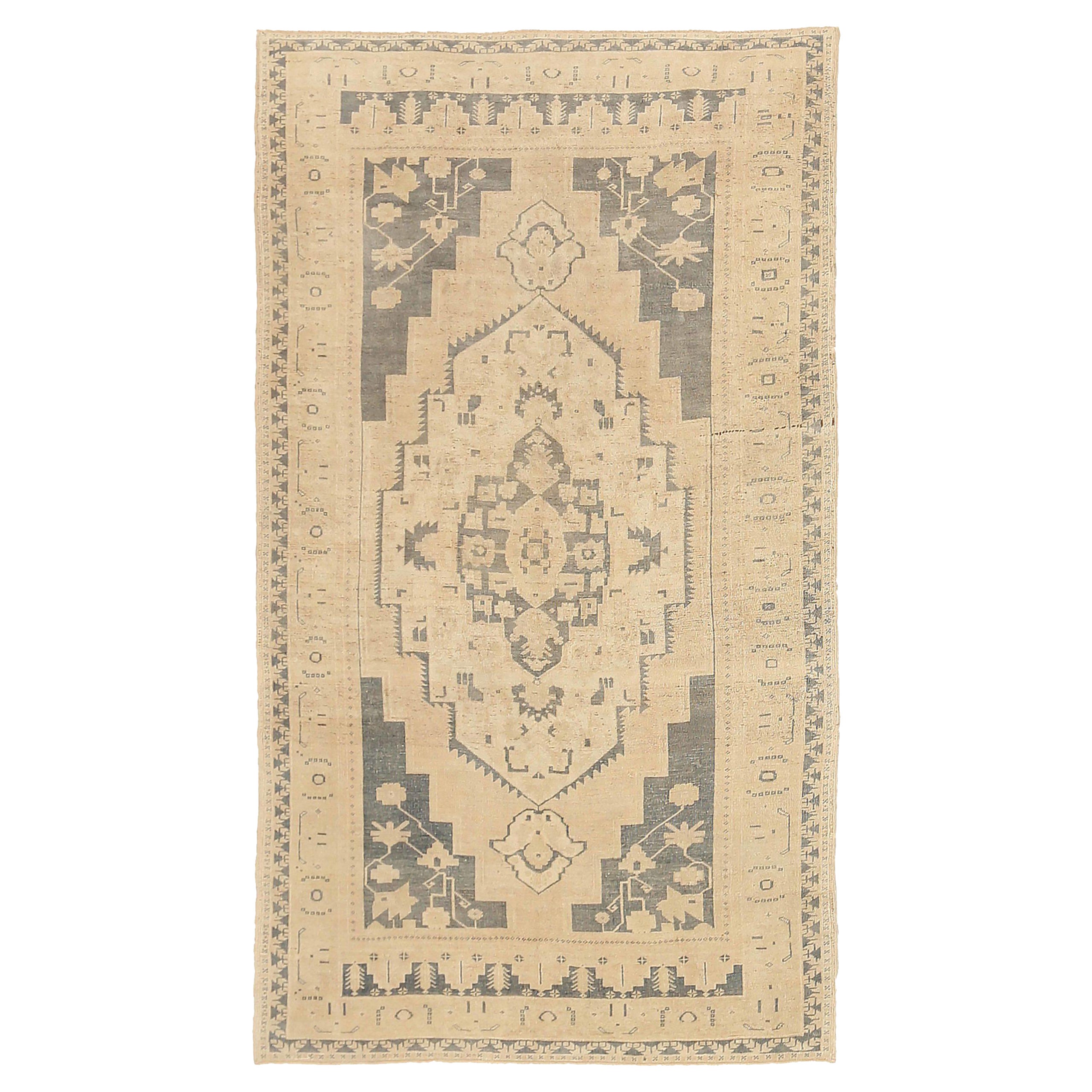 Turquía Anatoly Alfombras Circa 1940 - Lana Marrón Gris Diseño Marfil - 92494