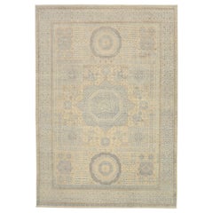 Tappeti dell'Afghanistan Tabriz Circa 1990 - Lana Blu Avorio Giallo Design - 92558