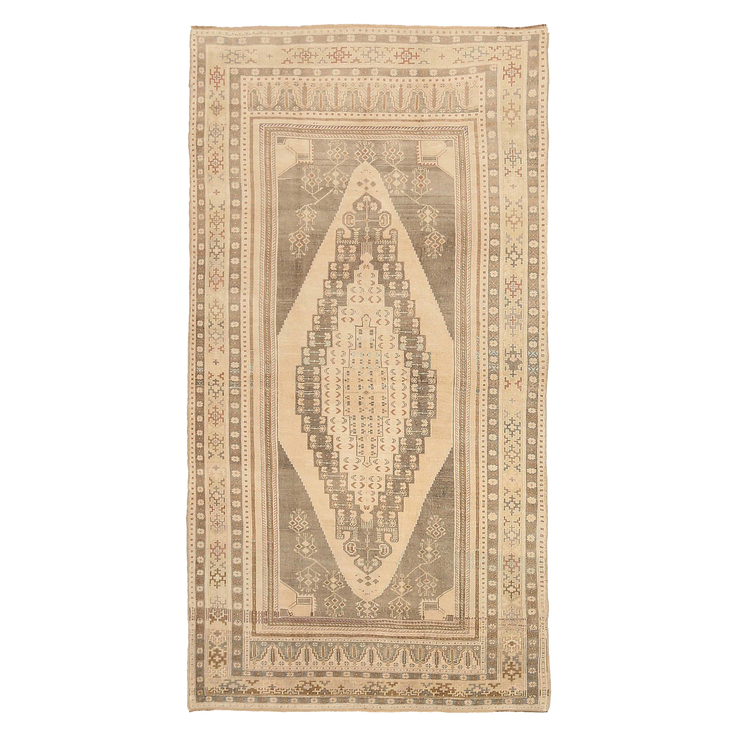 Türkei Anatoly Bereich Teppiche CIRCA 1940 - Wolle Brown Elfenbein Taupe Design - 92495