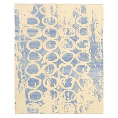 Tappeto Afghanistan Modern Circa 1990 - Lana Blu Avorio Design - 92497