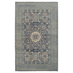 Afghanistan Tapis de zone Mamluke Circa 1990 - Laine Gris Ivoire Rouge Design - 92498