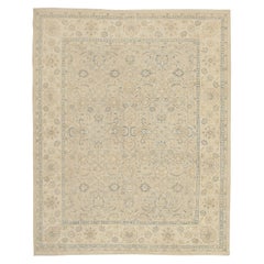 Afghanistan Tabriz Area Rugs Circa 1990 - Wool Ivory Taupe Design - 92561
