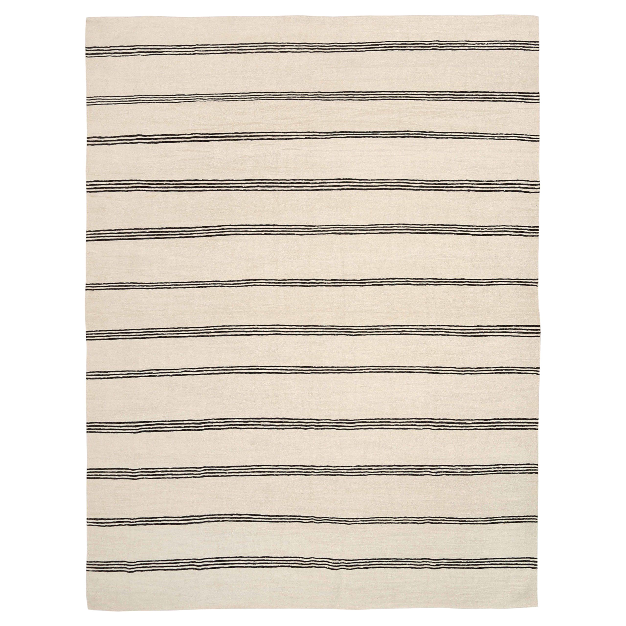 Afghanistan-Kelim-Teppiche Circa 1990 - Wolle Schwarz Elfenbein Design - 92501