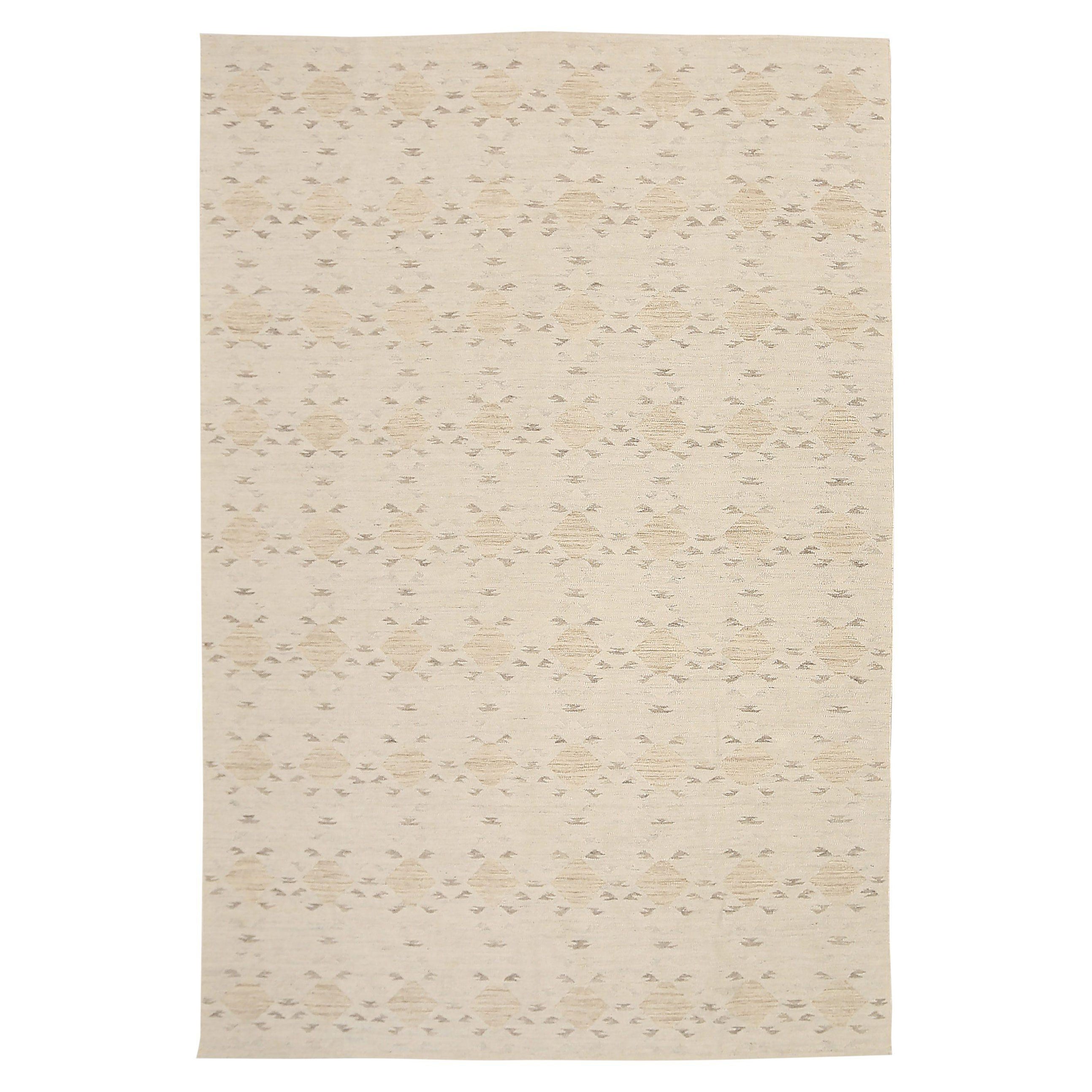Afghanistan Scandinavian Area Rugs Circa 1990 - Wool Brown Ivory Taupe - 92583