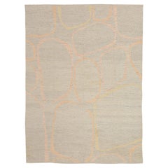 Afghanistan Tapis de sol scandinave Circa 1990 - Laine Ivoire Rose Jaune - 92570