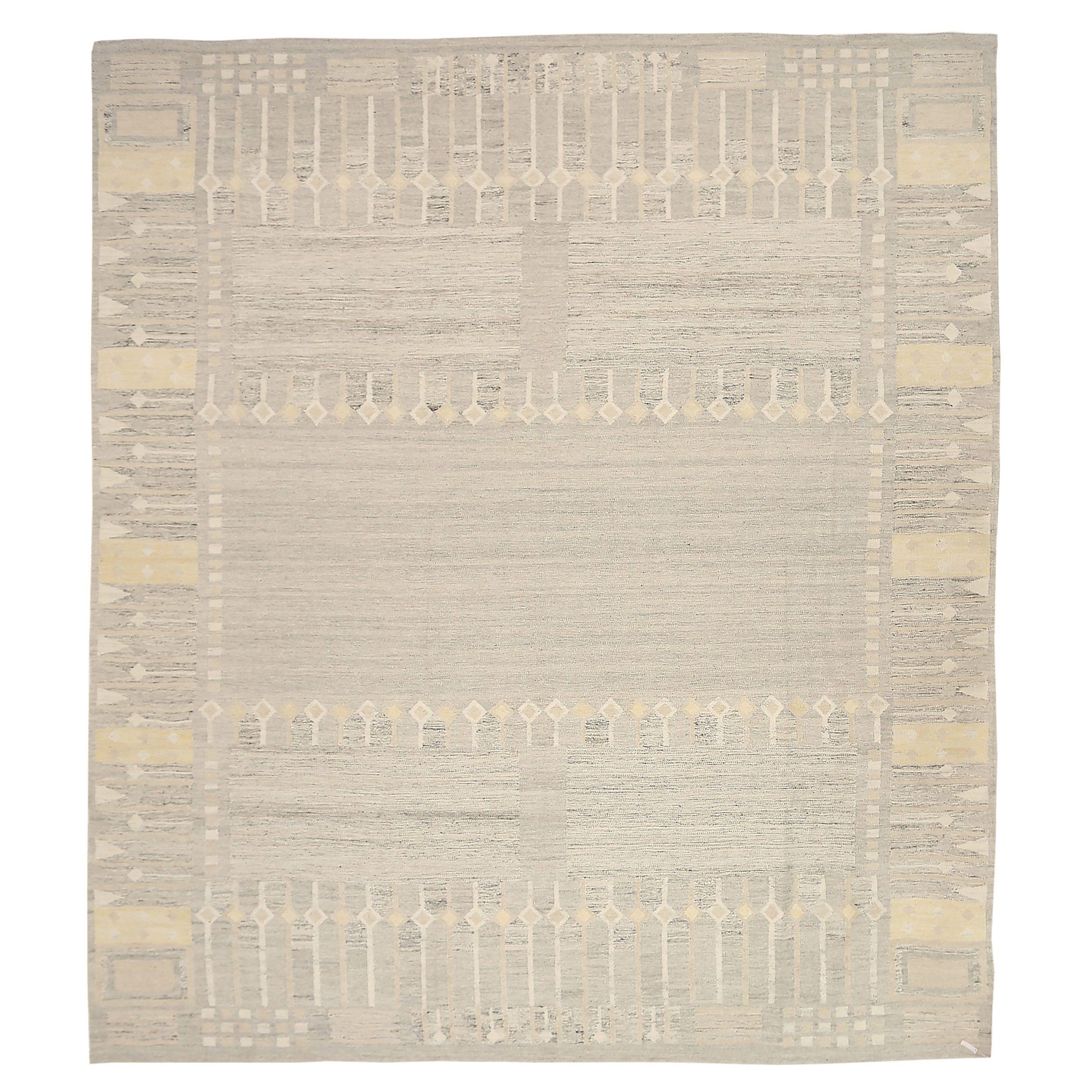 Alfombra Escandinava Afgana Circa 1990 - Lana Amarillo Topo - 92574