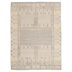 Afghanistan Tapis de sol scandinave Circa 1990 - Laine Gris Ivoire Jaune - 92591
