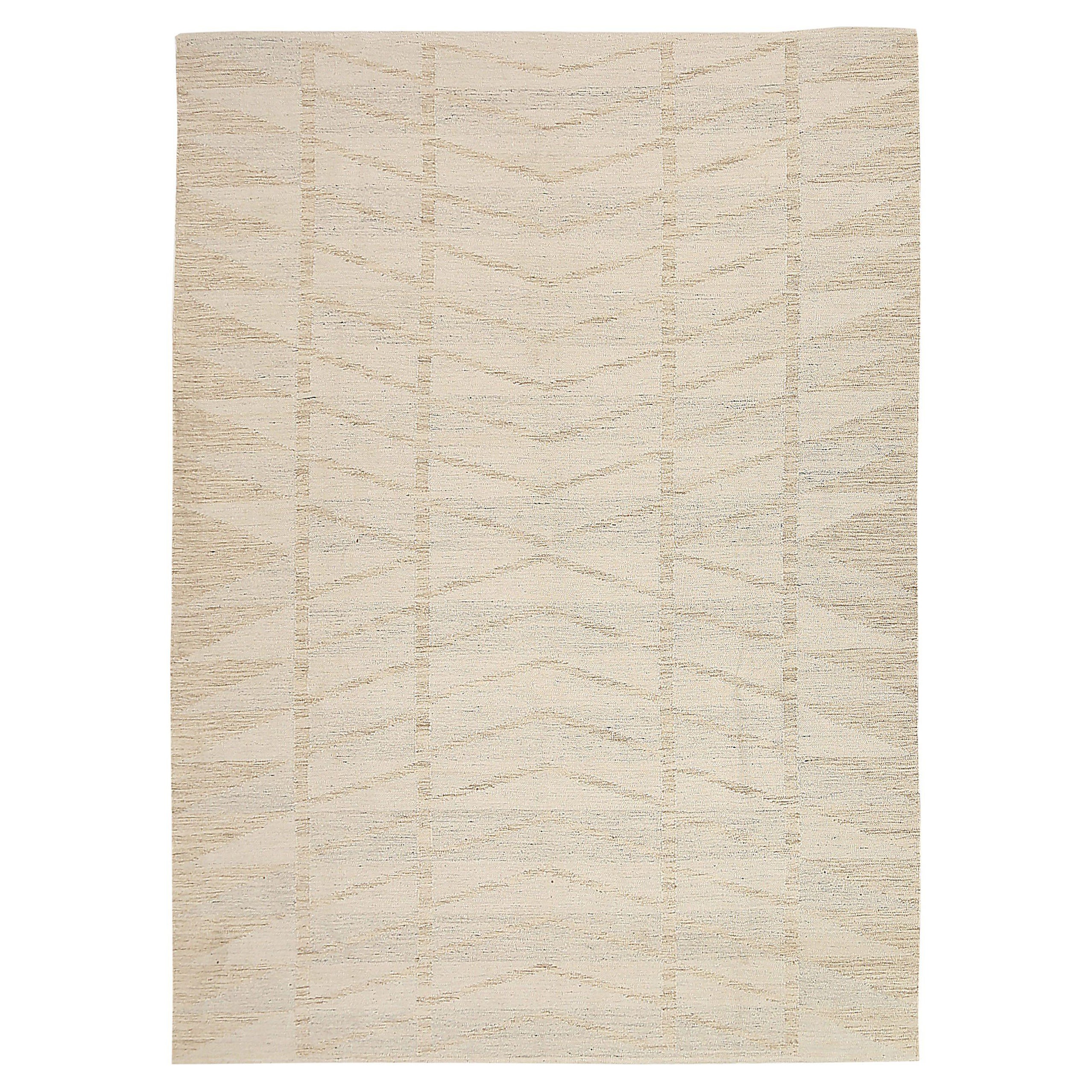Afganistán Alfombras Escandinavas Circa 1990 - Lana Diseño Topo Marfil - 92576 en venta