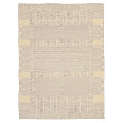 Afghanistan Tapis de sol scandinave Circa 1990 - Laine Ivoire Taupe Jaune - 92592