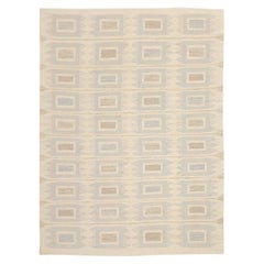 Afghanistan Tapis de sol scandinave Circa 1990 - Laine Gris Ivoire Taupe - 92580