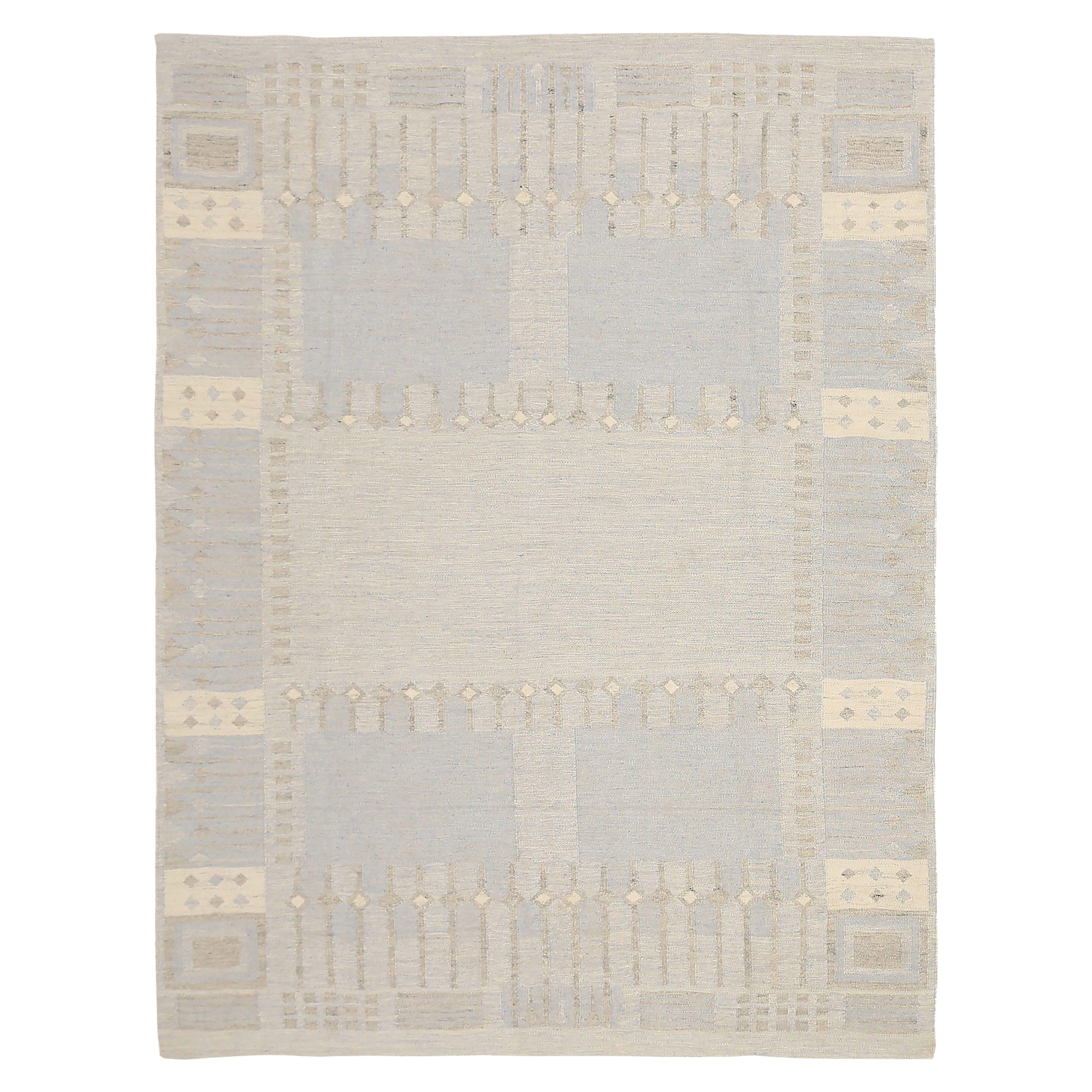 Tapis scandinaves afghans datant d'environ 1990, motif gris ivoire en laine - 92581