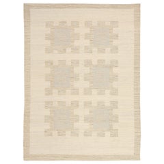 Tapis scandinaves Afghanistan vers 1990 - Laine bleu ivoire taupe - 92596