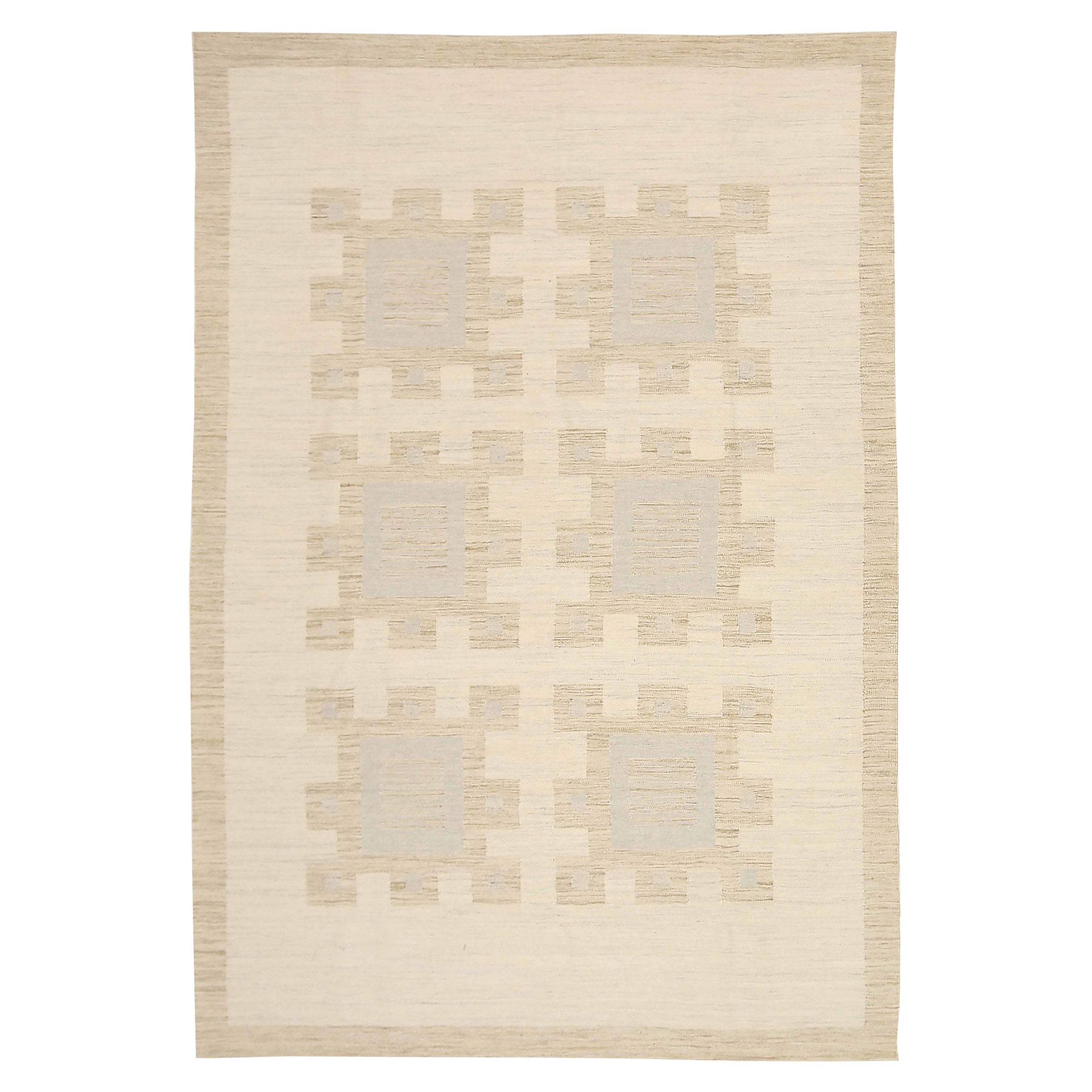 Alfombra Escandinava Afgana Circa 1990 - Lana Gris Topo - 92600