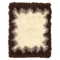 Afghanistan Tulu Small Rug Circa 1990 - Wool Brown Ivory Design - 92620