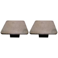 Amazing Pair of Coffee Tables with Metal Top