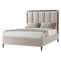 Queen Size-Bett im Art-déco-Stil, Nickel
