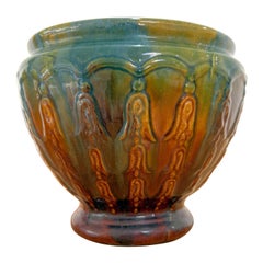 Jardiniere in maiolica del 1920 Brush Mccoy con smalto misto
