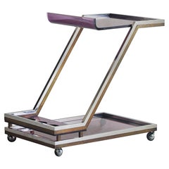 French Amethyst Plexiglass Bar Cart, 1970s