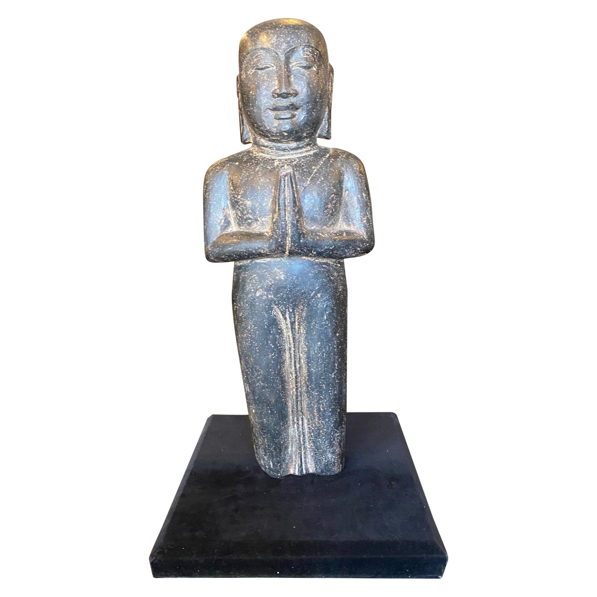 Southeast Asia Asian Thai Stone Carved Standing Buddha Artifact Sculpture Statue