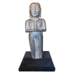 Southeast Asia Asian Thai Stone Carved Standing Buddha Artifact Sculpture Statue