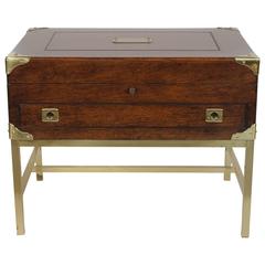 An English Brass Bound Oak Silver Chest with Custom Brass Stand