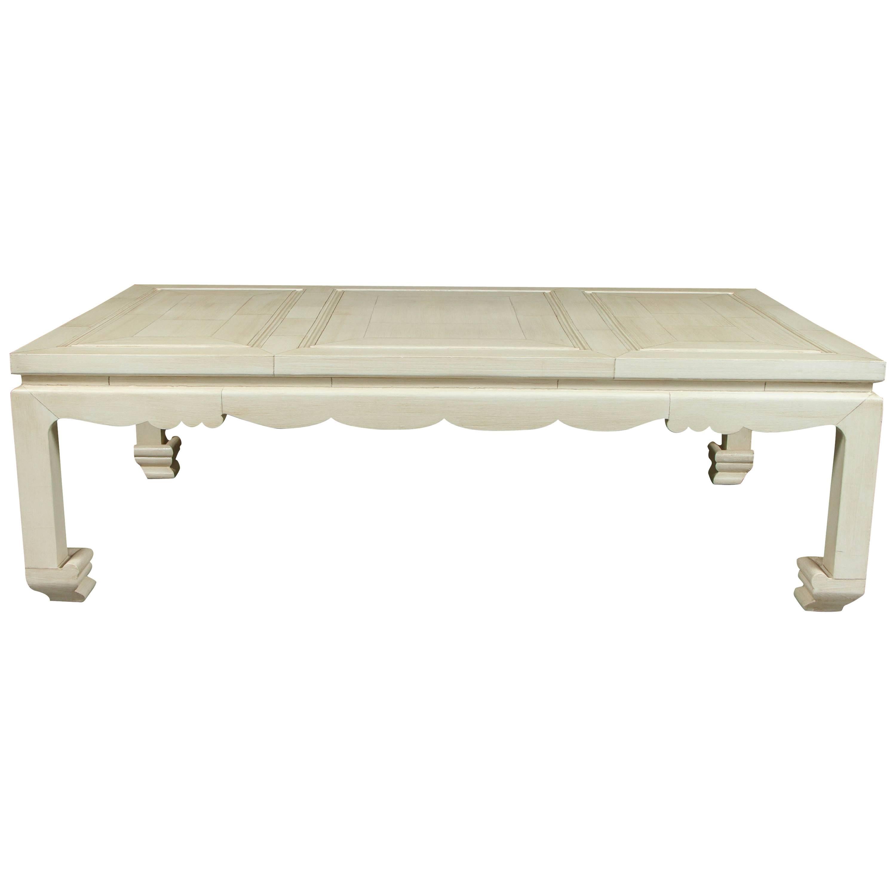 A Vintage Ming-Style Coffee Table with a Faux Ivory Inlay Finish